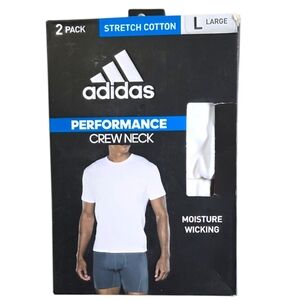 Adidas Men's Preformance Stretch Cotton Crew Neck T-Shirts 2 Pack Size Large